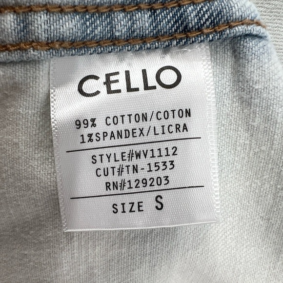 Cello Bleached Distressed Rough Hem Jean Jacket Size Small Women’s - Picture 5 of 5